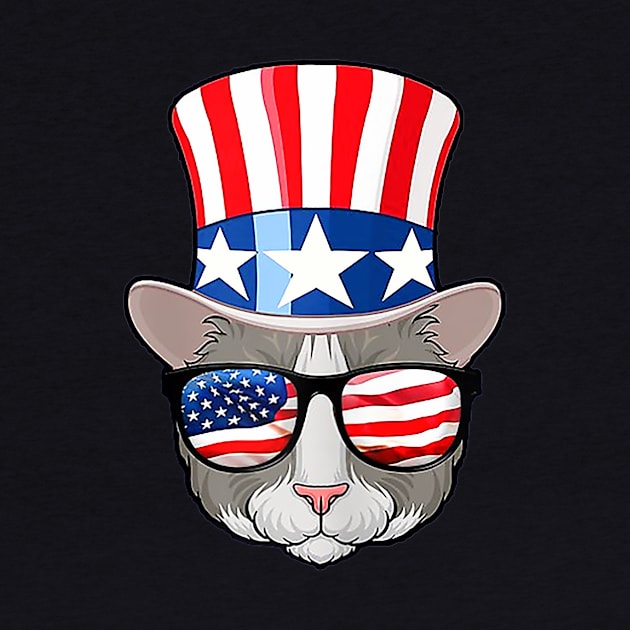 Cat Ameowica American Flag 4th Of July by Jannysingle